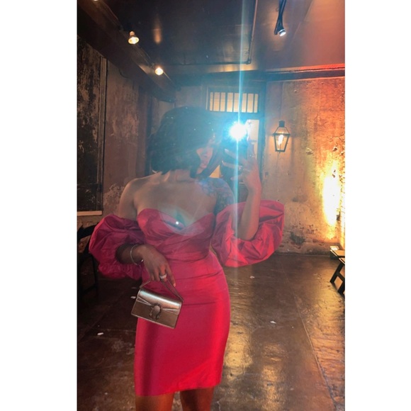 Hot Pink Puff Sleeve Maxi Dress (BrandName) - SHORTENED! - Picture 3 of 5